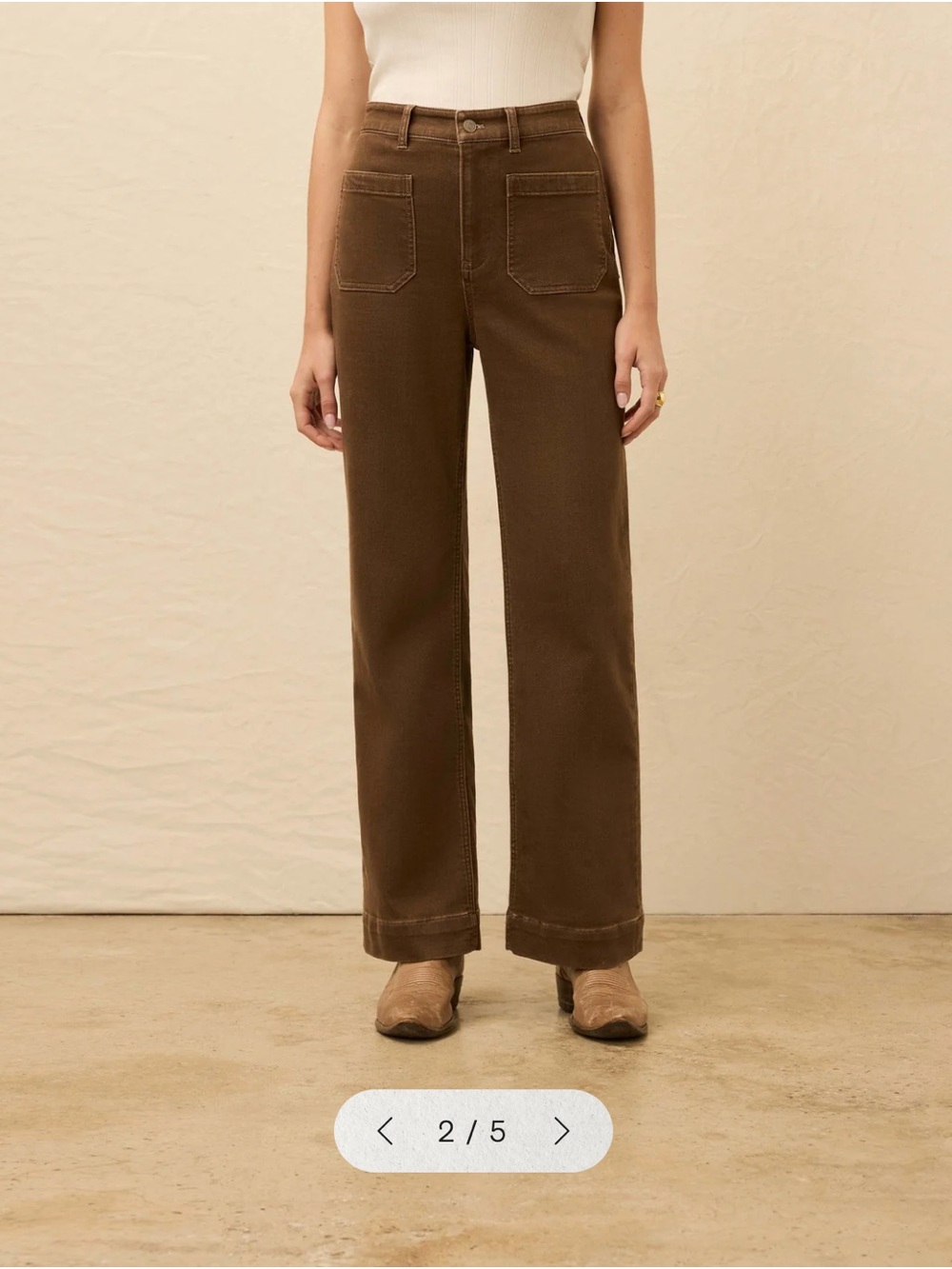 NWT Faherty Stretch Terry Patch Pocket Wide Leg Pants Walnut Size 27